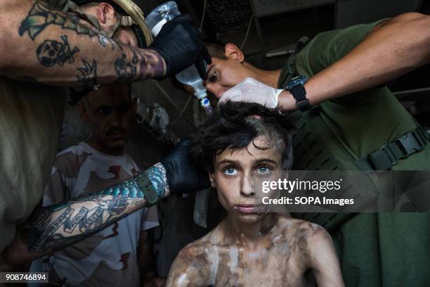 During fightings in the Old City in Mosul, Tomas and the other children had to wear a suicide vest every morning when they wake up. They should be...