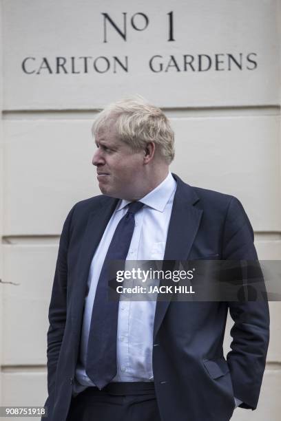 Britain's Foreign Secretary Boris Johnson waits for US Secretary of State Rex Tillerson prior to their meeting in central London on January 22, 2018....