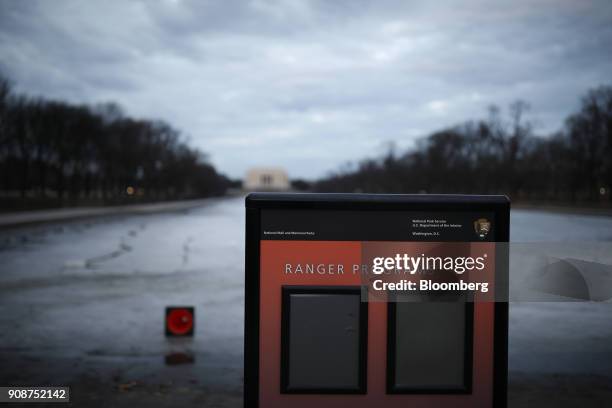 National Parks Service programs sign displays blank screens during the government shutdown in Washington, D.C., U.S., on Monday, Jan. 22, 2017....