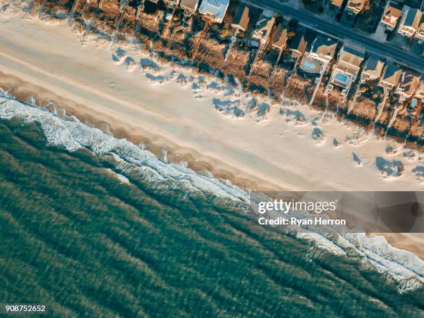 aerial of view of beach - north carolina aerials stock pictures, royalty-free photos & images