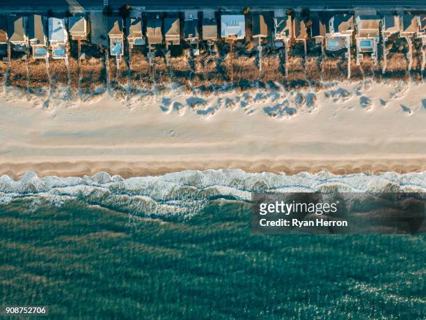 aerial of view of beach - north carolina aerials stock pictures, royalty-free photos & images