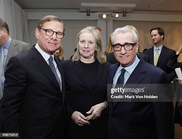 Michael Ovitz, Kimberly Ovitz's father, Helen Morris, Director Martin Scorsese attend the Kimberly Ovitz Spring 2010 Presentation at Milk Studios on...