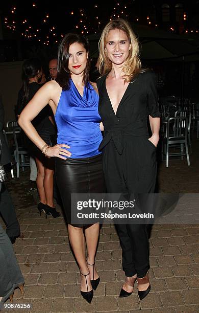 Actresses Milena Govich and Stephanie March attend the after party for The Cinema Society & Links Of London screening of "The Invention of Lying" at...