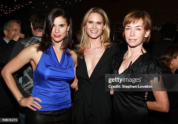 Actors Milena Govich, Stephanie March and Julianne Nicholson attends the after party for The Cinema Society & Links Of London screening of "The...