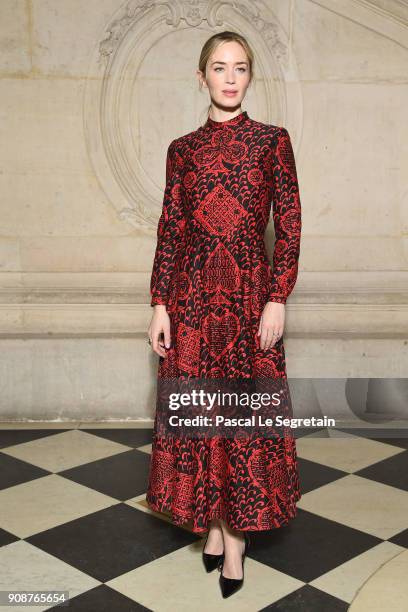 Emily Blunt attends the Christian Dior Haute Couture Spring Summer 2018 show as part of Paris Fashion Week on January 22, 2018 in Paris, France.