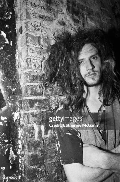 American musician and film maker Rob Zombie of the rock band, White Zombie poses for a portrait at CBGB's on March 13, 1987 in New York City, New...
