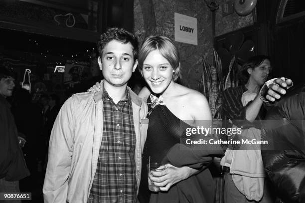 American film maker Harmony Korine and American actress Chloe Sevigny pose for a photo at the party for the film "Trees Lounge" in October 1996 in...