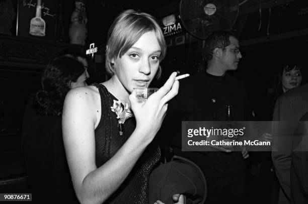 American actress Chloe Sevigny poses for a photo at a party for the film "Trees Lounge" in October 1996 in New York City, New York.