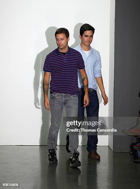 Designers Jack McCollough and Lazaro Hernandez of Proenza Schouler Spring 2010 Collection during Mercedes-Benz Fashion Week at Milk Studios on...