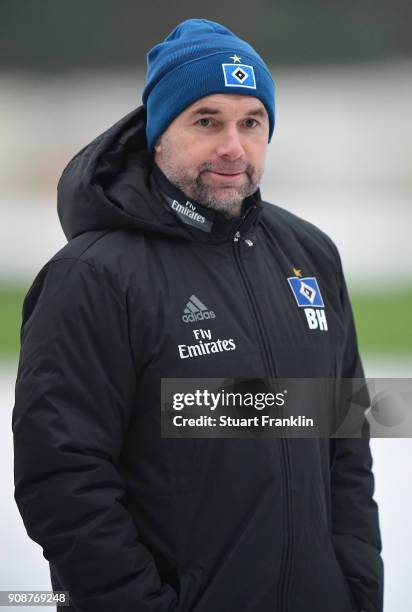 Bernd Hollerbach, new head coach of Hamburger SV during a training session of Hamburger SV at Volksparkstadion on January 22, 2018 in Hamburg,...