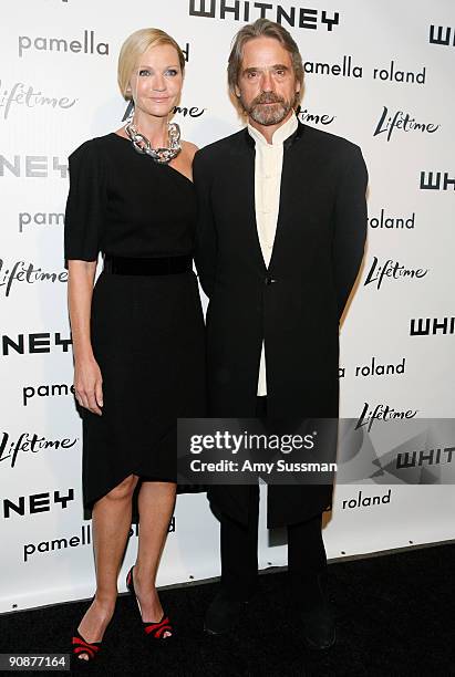 Actress Joan Allen and actor Jeremy Irons attend the Georgia O'Keeffe: Abstraction exhibit Opening at The Whitney Museum of American Art on September...