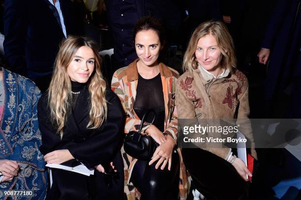 Miroslava Duma, Alexia Niedzielski and Elizabeth von Guttman attend the Christian Dior Haute Couture Spring Summer 2018 show as part of Paris Fashion...