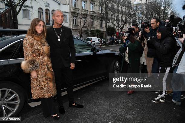 Chloe Green and Jeremy Meeks are seen arriving at Ralph & Russo show during Paris Fashion Week : Menswear Fall Winter 2018/2019 on January 22, 2018...