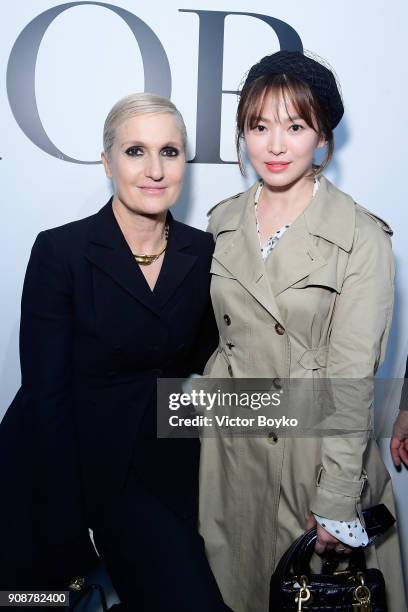 Maria Grazia Chiuri and Song Hye Kyo attend the Christian Dior Haute Couture Spring Summer 2018 show as part of Paris Fashion Week on January 22,...