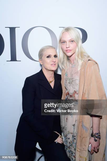 Maria Grazia Chiuri and Sasha Pivovarova attend the Christian Dior Haute Couture Spring Summer 2018 show as part of Paris Fashion Week on January 22,...