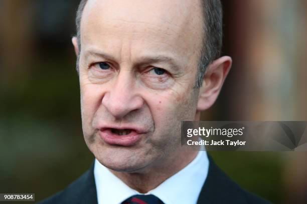 Leader Henry Bolton addresses the assembled media outside the Grand Hotel on January 22, 2018 in Folkestone, England. Mr Bolton yesterday lost a vote...