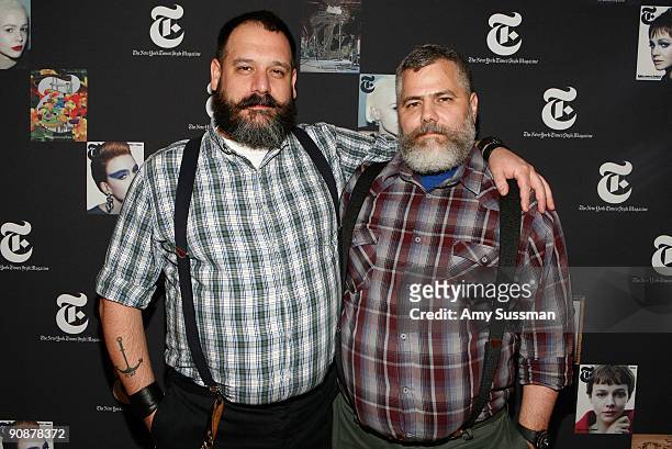 Designers Robert Tagliapietra and Jeffrey Costello attend The New York Times Style Magazine 5th anniversary issue celebration at The Standard on...