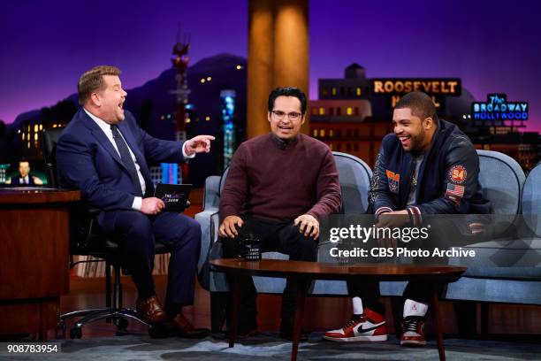 Michael Peña and O'Shea Jackson Jr. Chat with James Corden during "The Late Late Show with James Corden," Thursday, January 18, 2018 On The CBS...