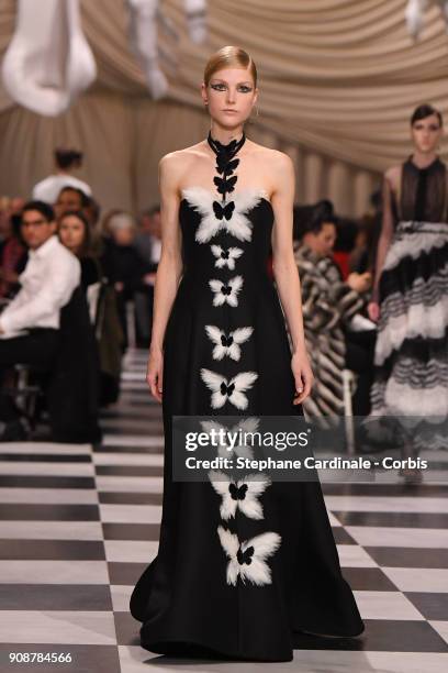 Model walks the runway during the Christian Dior Spring Summer 2018 show as part of Paris Fashion Week on January 22, 2018 in Paris, France.