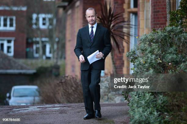 Leader Henry Bolton addresses the assembled media outside the Grand Hotel on January 22, 2018 in Folkestone, England. Mr Bolton yesterday lost a vote...