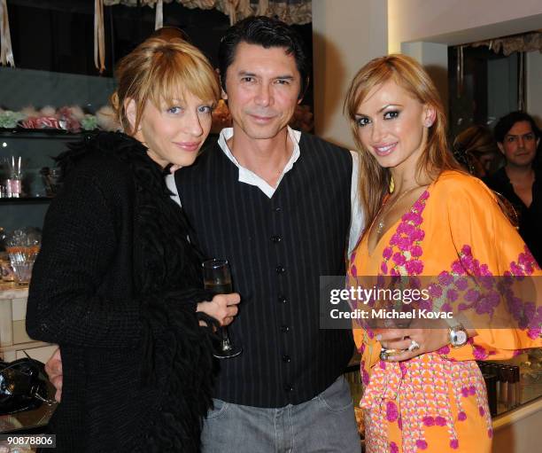 Actor Lou Diamond Philips , his wife Yvonne , and television personality/dancer Karina Smirnoff attend the 2009 Emmy Awards Party hosted by Valerie...