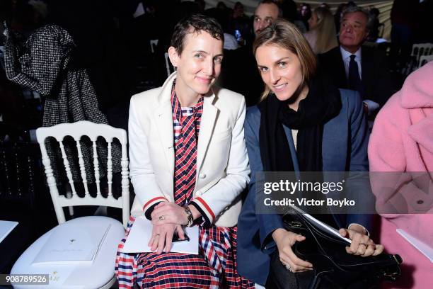 Sarah Andelman and Gaia Repossi attend the Christian Dior Haute Couture Spring Summer 2018 show as part of Paris Fashion Week on January 22, 2018 in...