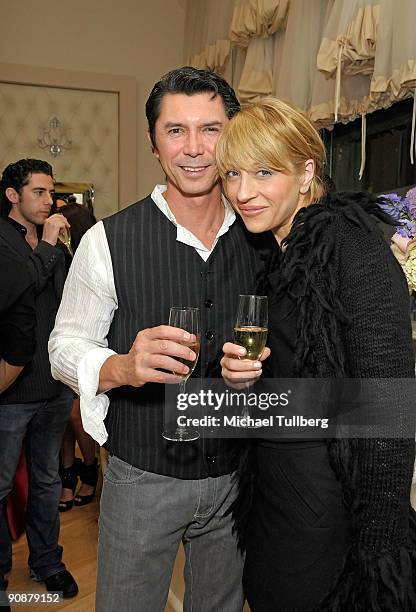 Actor Lou Diamond Phillips appears with wife Yvonne at Hollywood makeup artist Valerie Sarnell's 2009 Emmy Awards Event, held at the Valerie Beverly...