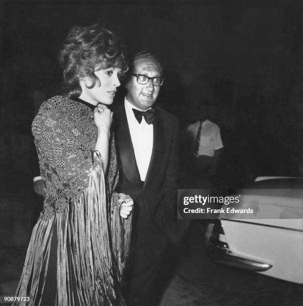 American diplomat Henry Kissinger and actress Jill St. John attend a party at the Bistro in Hollywood, California, circa 1970.