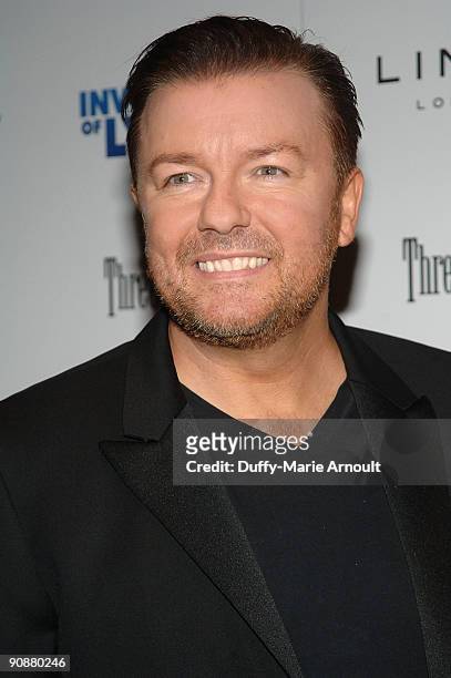 Actor Ricky Gervais attends the Cinema Society & Links Of London screening of "The Invention of Lying" at Tribeca Grand Screening Room on September...