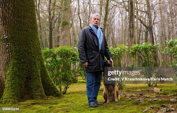 Actor Alain Delon is photographed for Paris Match at his villa at Douchy Val de Loire on December 19 France.