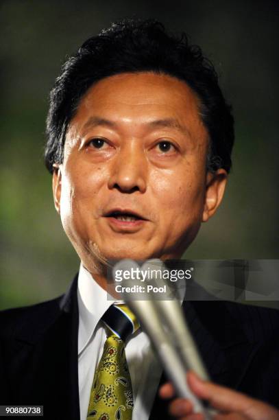 Japan's newly elected Prime Minister Yukio Hatoyama answers questions from the press during a scheduled media conference at the prime minister's...