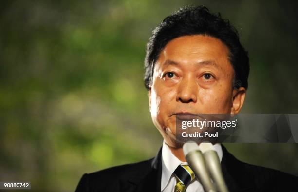 Japan's newly elected Prime Minister Yukio Hatoyama answers questions from the press during a scheduled media conference at the prime minister's...