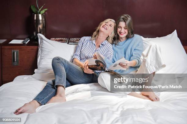 Actor Michele Laroque with her daughter Oriane Deschamps is photographed for Paris Match on January 7, 2018 in Paris, France.