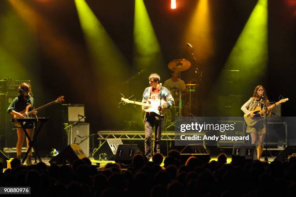 Angel Deradoorian, David Longstreth and Amber Coffman of Dirty Projectors performs on stage on the first day of End Of The Road Festival 2009 at...