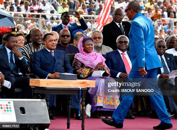 Togo's President Faure Gnassingbe, Congo's President Denis Sassou Nguesso, Ghana's former Presidents John Dramani Mahama and Jerry Rawlings ,...