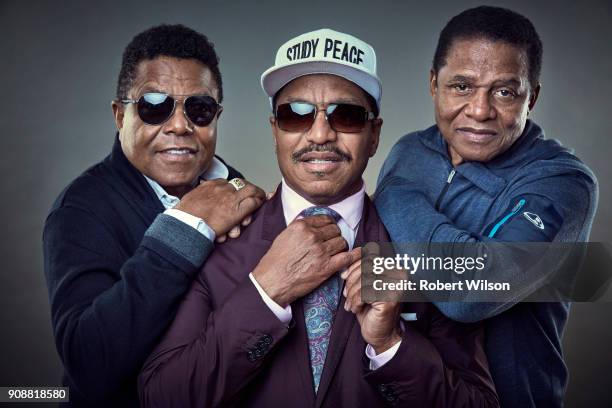 Music group the Jacksons, with Tito, Marlon and Jermaine are photographed for the Times on June 21, 2017 in London, England.