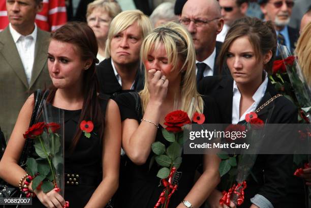 Friends and family of Kingsman Jason Dunn-Bridgeman of 2nd Battalion The Duke of Lancaster's Regiment, who died in a firefight in the Babaji district...