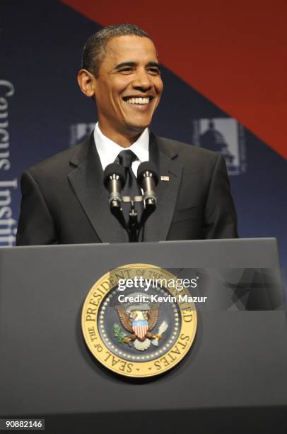 President Barack Obama speaks at the Congressional Hispanic Caucus Institute's 32nd Annual Awards Gala at Walter E. Washington Convention Center on...