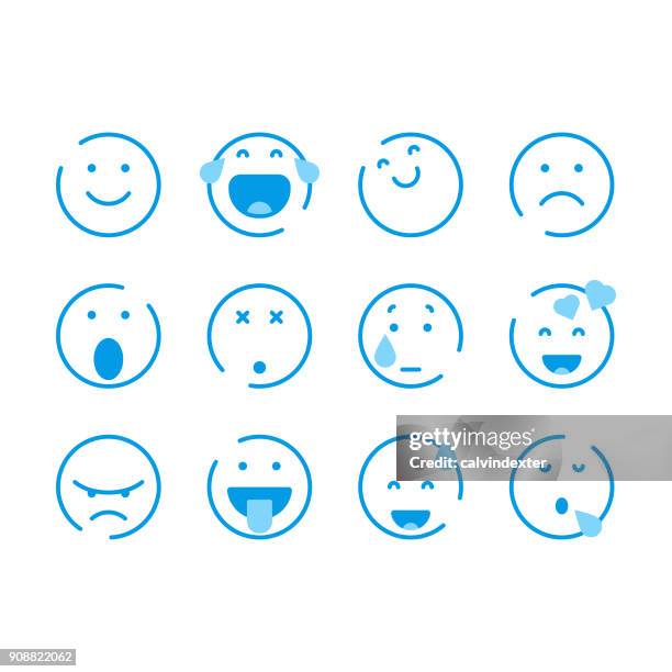 basic emoticons - love hate stock illustrations