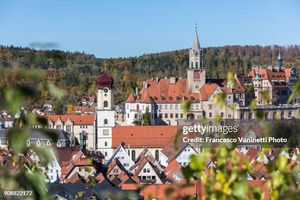 the town of sigmaringen from an elevetad point of view. sigmaringen, baden-württemberg, germany. - tübingen stock pictures, royalty-free photos & images