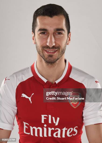 Arsenal Unveil New Signing Henrikh Mkhitaryan at London Colney on January 22, 2018 in St Albans, England.