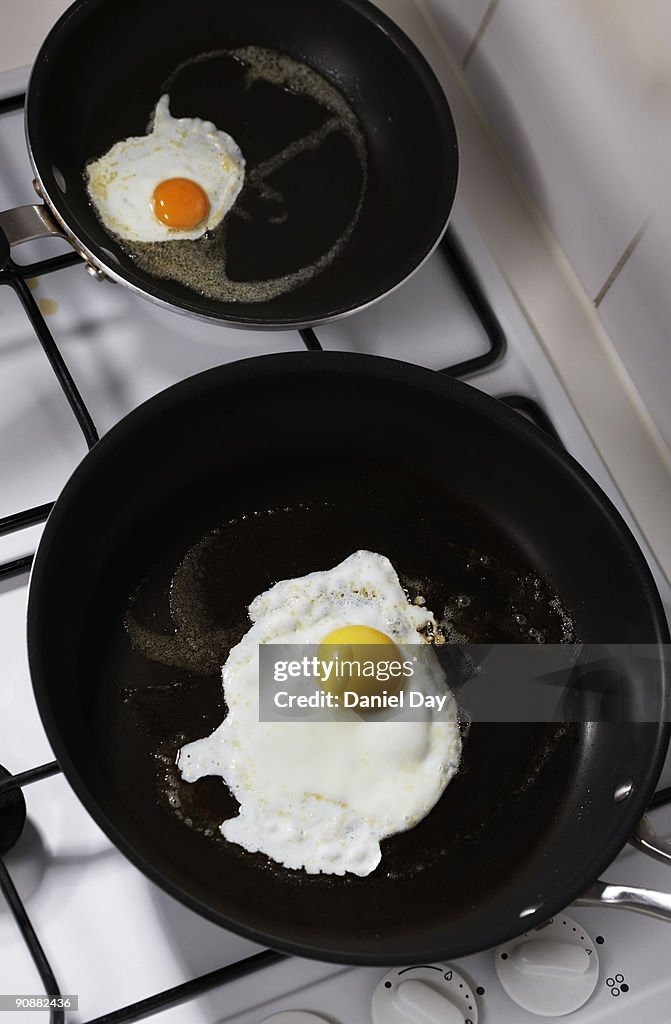 Fried eggs in a pan