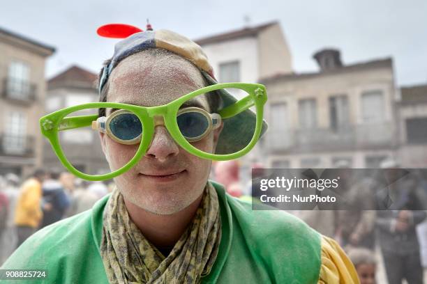 People take part in the 'Sunday Fareleiro', on January 21, 2018 on Xinzo de Limia , Spain. This is the first day of carnaval in the village of Xinzo...