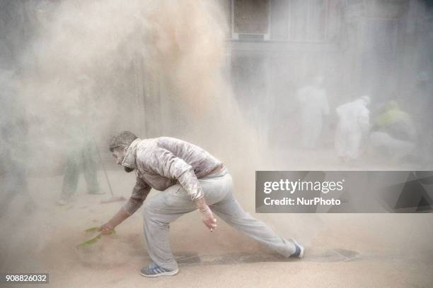 People take part in the 'Sunday Fareleiro', on January 21, 2018 on Xinzo de Limia , Spain. This is the first day of carnaval in the village of Xinzo...