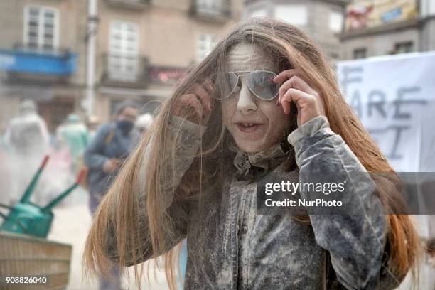 People take part in the 'Sunday Fareleiro', on January 21, 2018 on Xinzo de Limia , Spain. This is the first day of carnaval in the village of Xinzo...