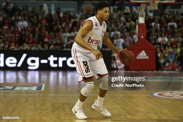 Augustine Rubit of Brose Baskets Bamberg during the Quarterfinal match in the BBL Pokal 2017/18 between FC Bayern Basketball and Brose Baskets...