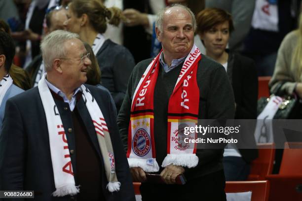 President Uli Hoeneß during the Quarterfinal match in the BBL Pokal 2017/18 between FC Bayern Basketball and Brose Baskets Bamberg at the Audi Dome...