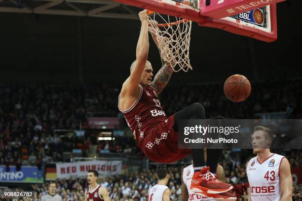 Maik Zirbes of Bayern Muenchen during the Quarterfinal match in the BBL Pokal 2017/18 between FC Bayern Basketball and Brose Baskets Bamberg at the...