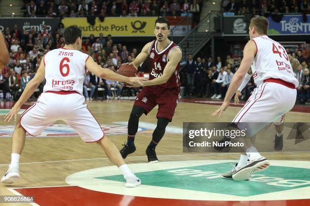 Nihad Dedovic of Bayern Muenchen during the Quarterfinal match in the BBL Pokal 2017/18 between FC Bayern Basketball and Brose Baskets Bamberg at the...