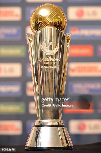 Champions trophy is displayed during the ICC Champions trophy captain press conference from Senwes Park on September 17, 2009 in Potchefstroom, South...